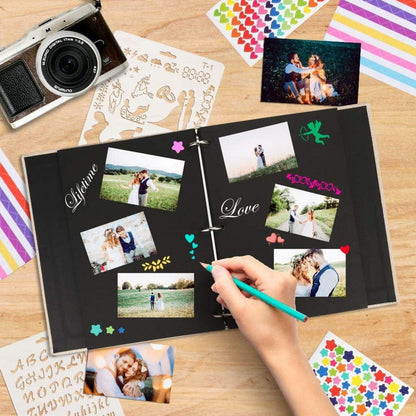 ThxMadam Leinen Scrapbook Album - Großes Fotoalbum für DIY Erinnerungen - Vintage Hochzeit Gästebuch & Erinnerungsbuch