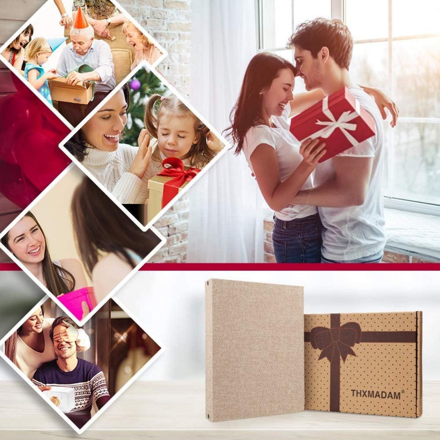 Großes ThxMadam Leinen Scrapbook Album Schwarz - DIY Fotoalbum Gästebuch Vintage