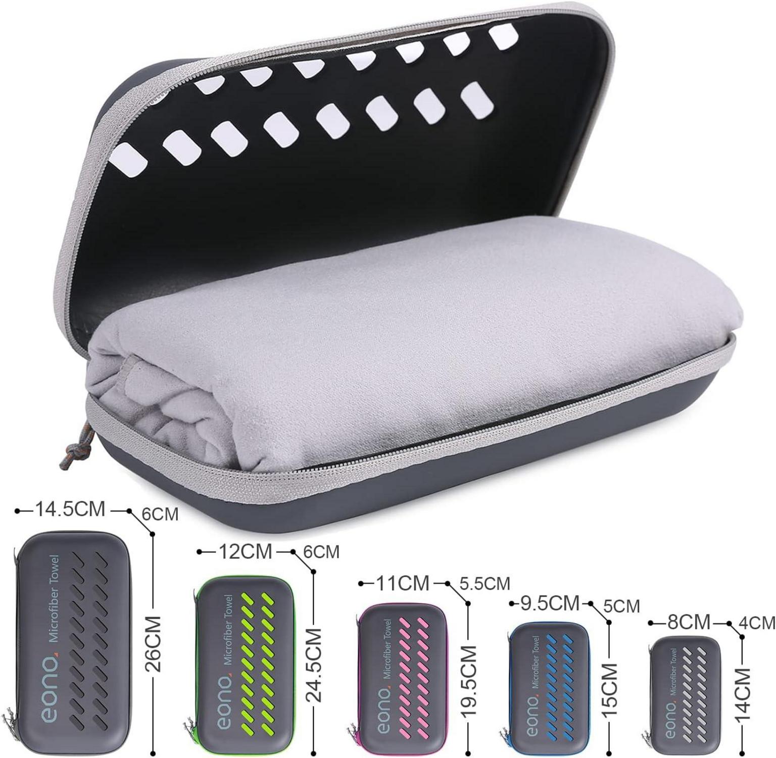 Mikrofaser Handtuch - Ultraleicht, schnelltrocknend, Antibakteriell - Grau S 60cm x 30cm