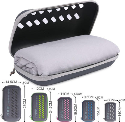 Mikrofaser Handtuch - Ultraleicht, schnelltrocknend, Antibakteriell - Grau S 60cm x 30cm