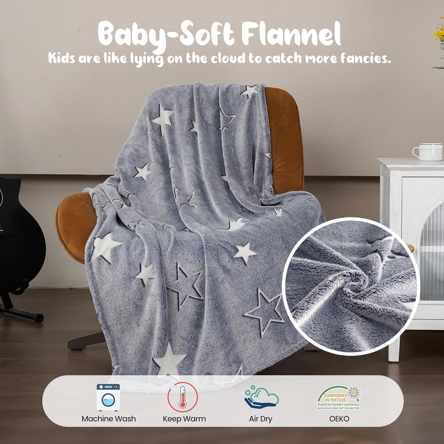 Kuscheldecke Glow In The Dark 130x170cm Flauschig Warm Kinderzimmer