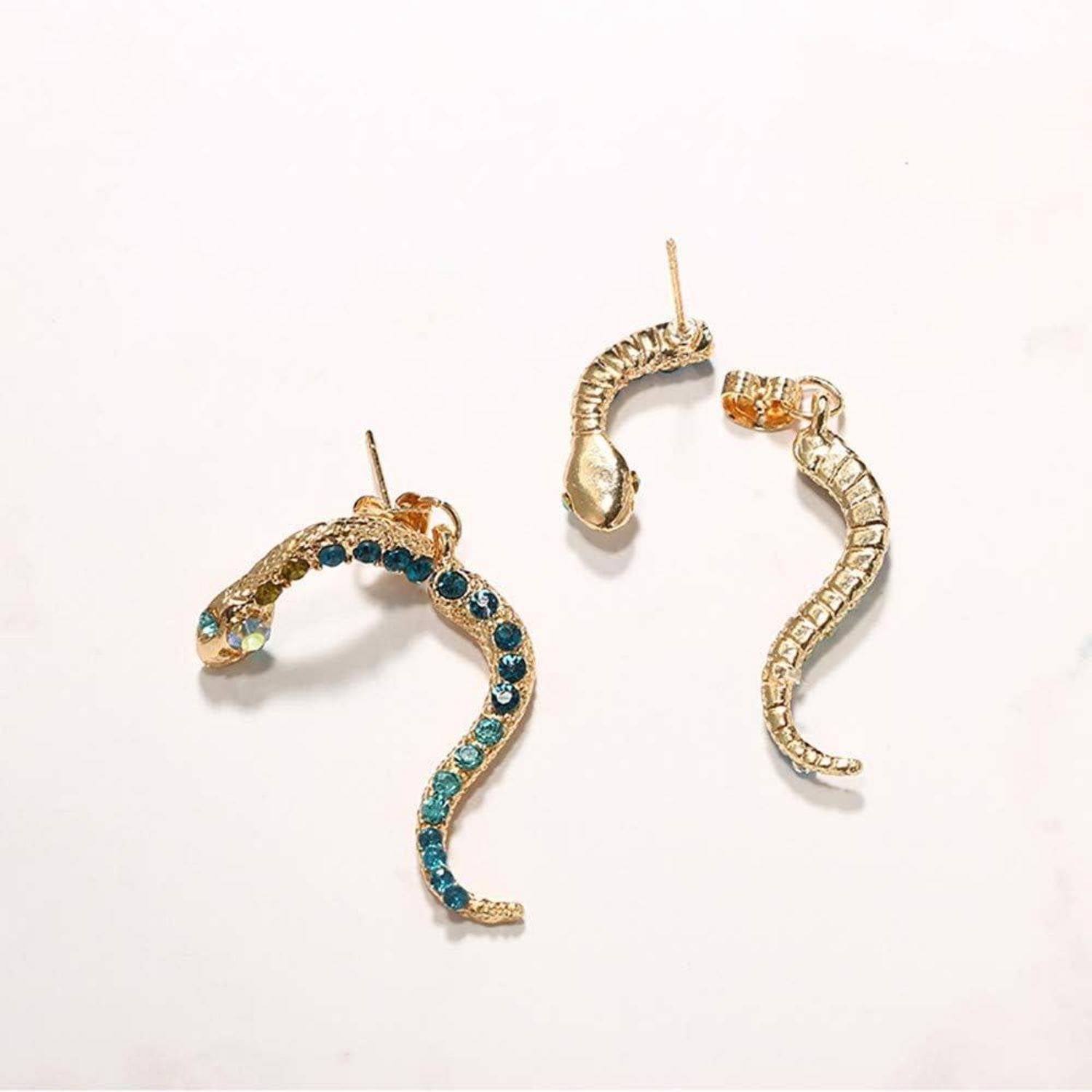 925 Silber Gold Diamant Creolen Ohrringe Tierkreis Schlange Vintage Magnet Eule