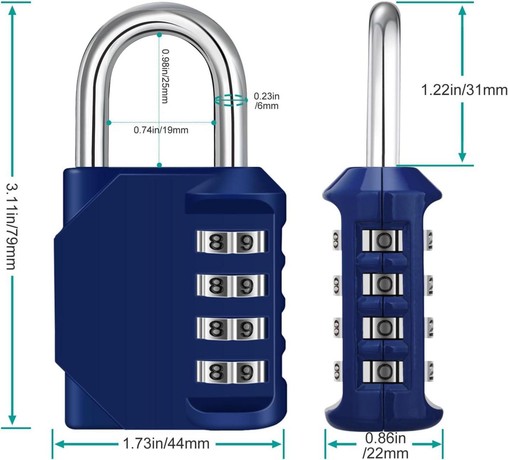 ZHEGE Vorhängeschloss Zahlencode 4 Stellig Blau 1 Stück