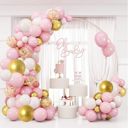 Luftballon Girlande Rosa Gold Babyparty Deko 128 stück