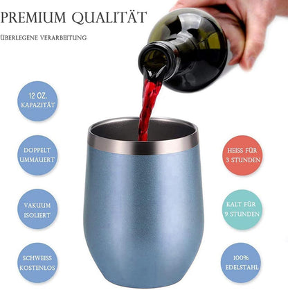 Weinbecher Edelstahl Doppelwandig Vakuumisoliert 12OZ 2er Set BPA-frei