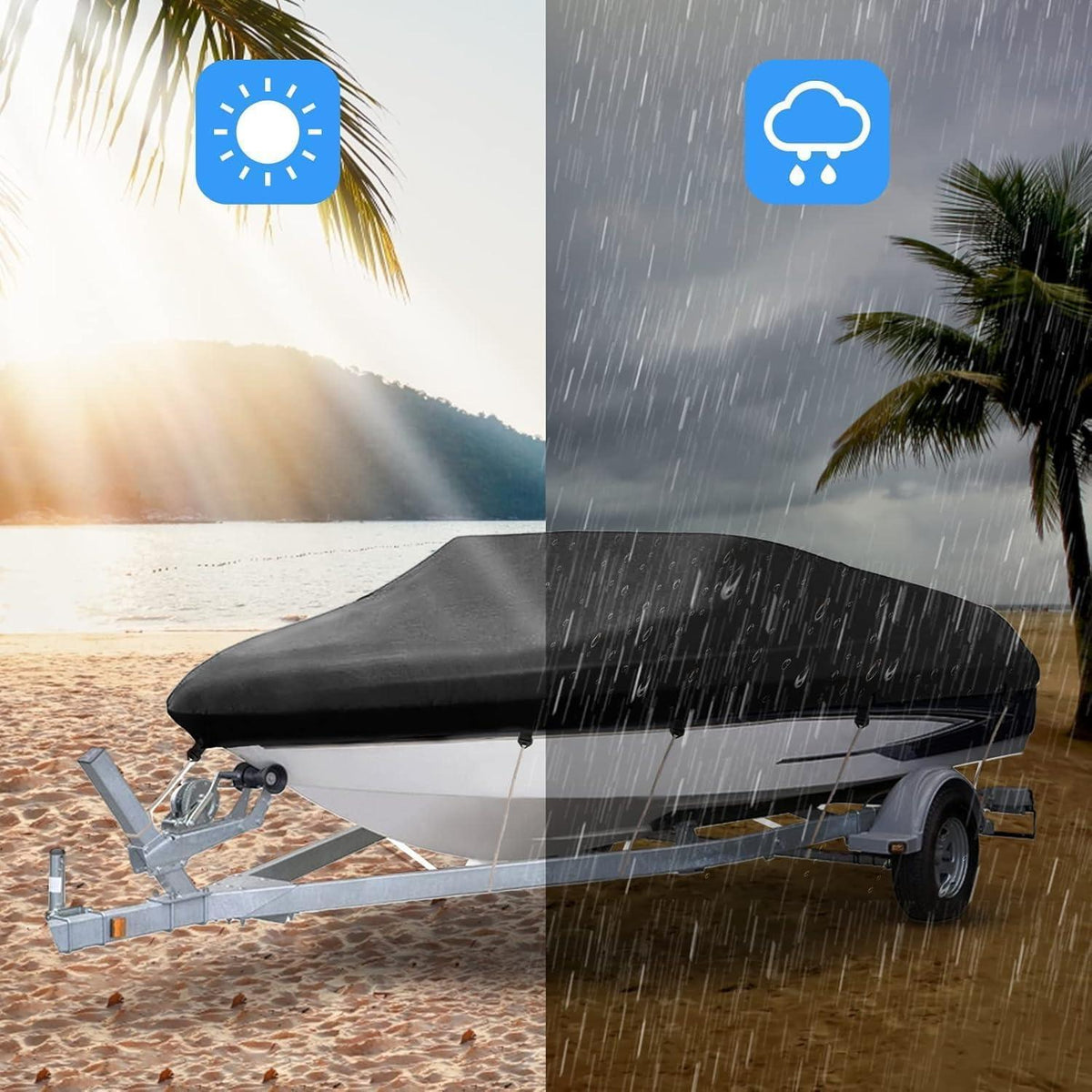 Wasserdichte Bootsplane 420D Oxford – Schutzcover für V-Rumpfboote