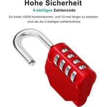 ZHEGE 4 Stellige Zahlenschlösser - Wetterfest, 2er Set, Rot