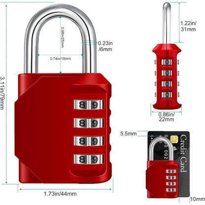 ZHEGE 4 Stellige Zahlenschlösser - Wetterfest, 2er Set, Rot