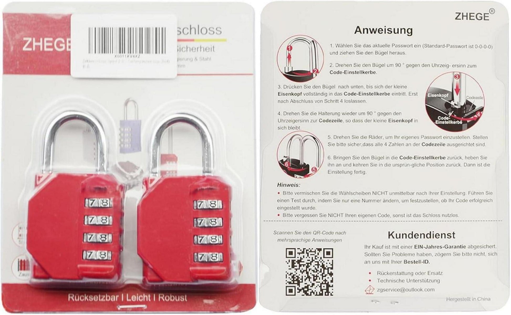 Vorhängeschloss Zahlencode 4 Stellig Wetterschutz Gym Schlösser (2