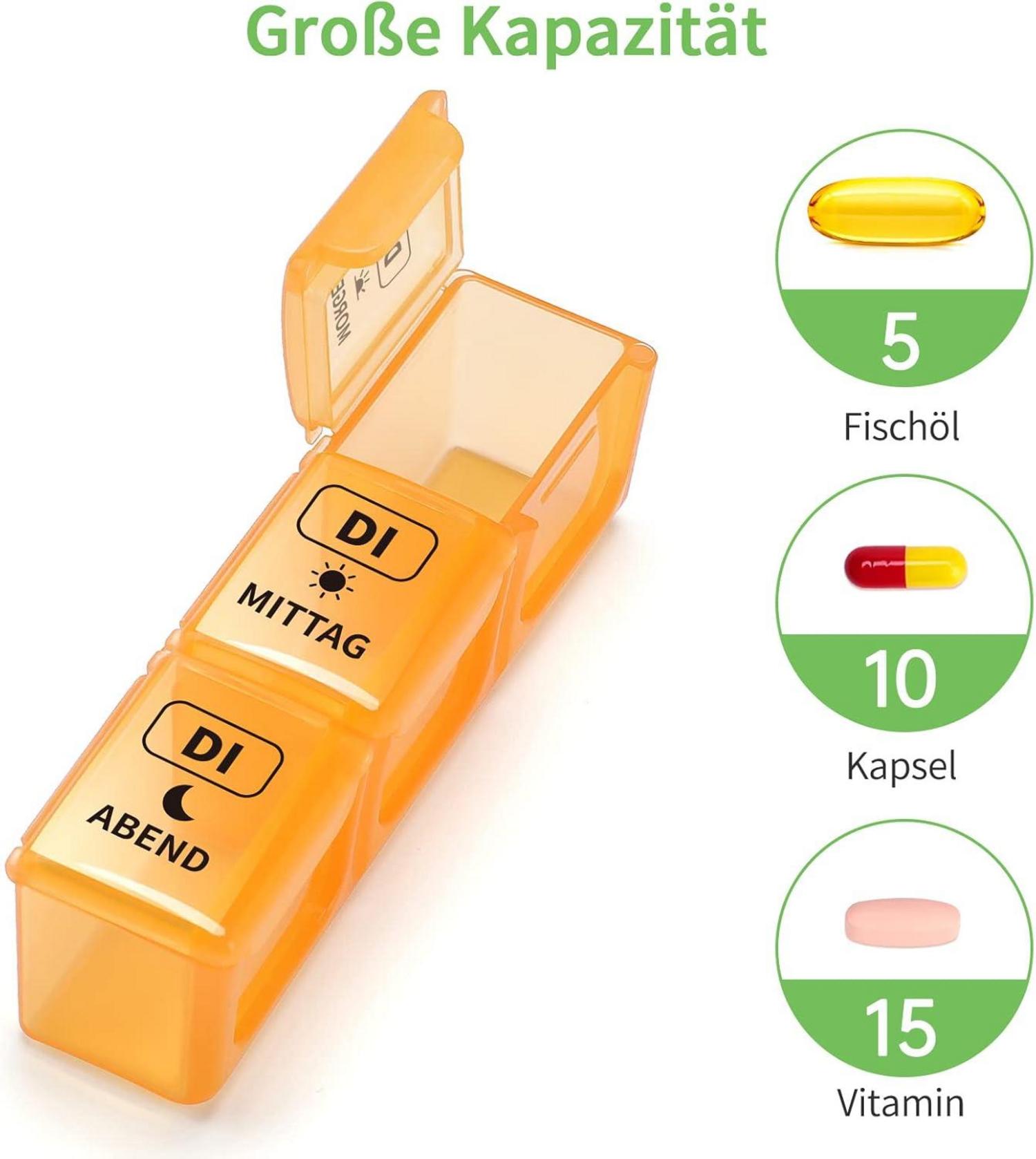 Tablettenbox 7 Tage große Fächer klar lesbar BPA-frei