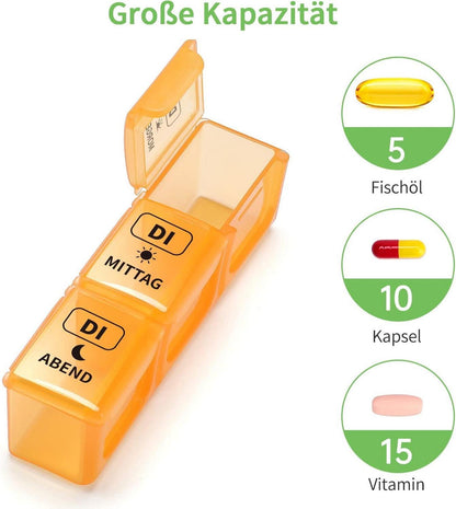 Tablettenbox 7 Tage große Fächer klar lesbar BPA-frei