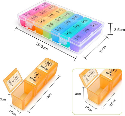 Tablettenbox 7 Tage Pillendose 3 Fächer Medikamentenbox Vitamine Fischöl