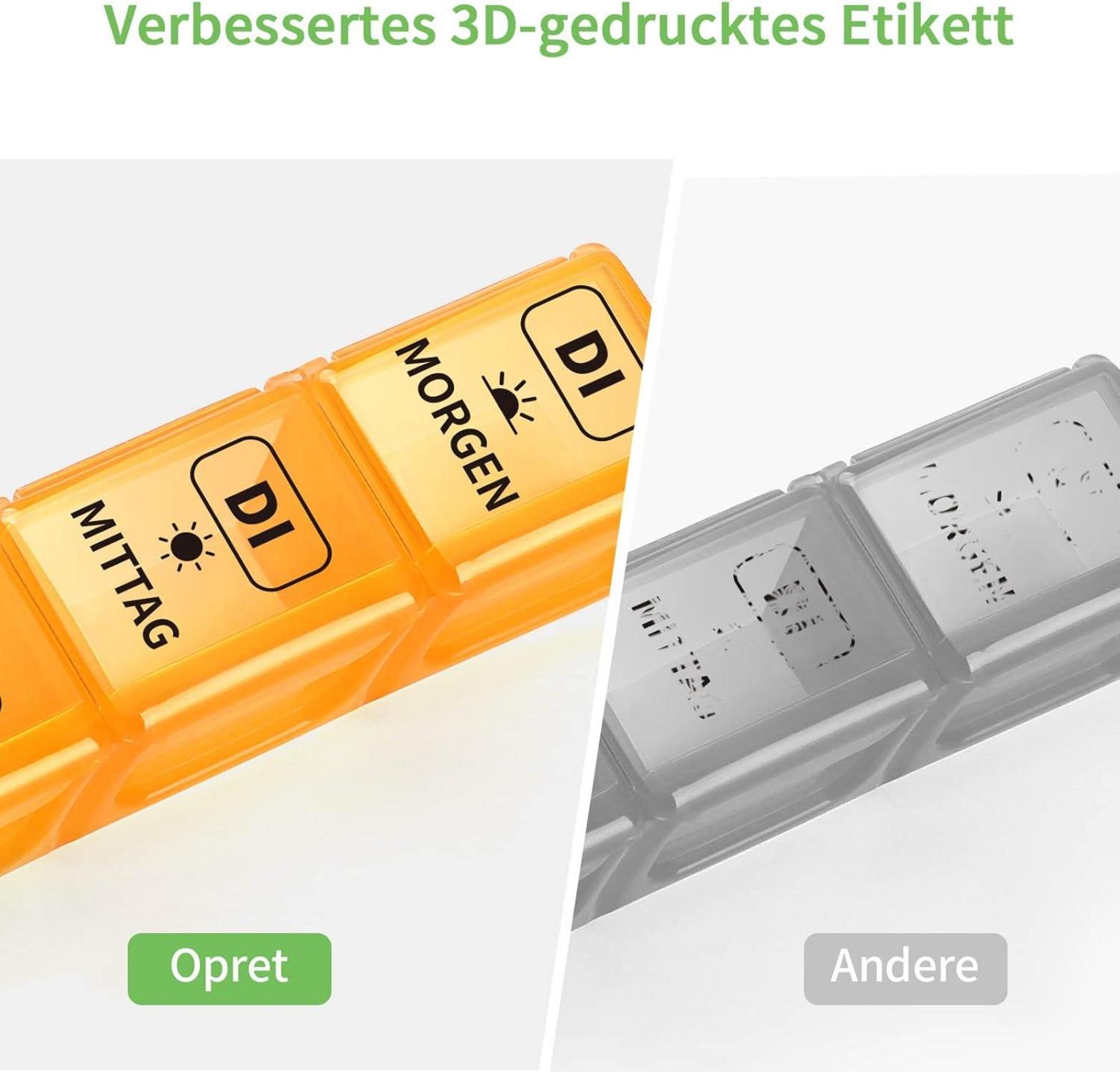 Tablettenbox 7 Tage 3 Fächer, Pillendose Medikamentenbox Vitamine