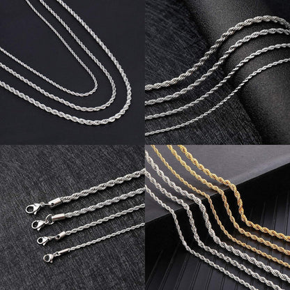 Halskette Edelstahl Verdrehte Kette 4mm Silber 45cm