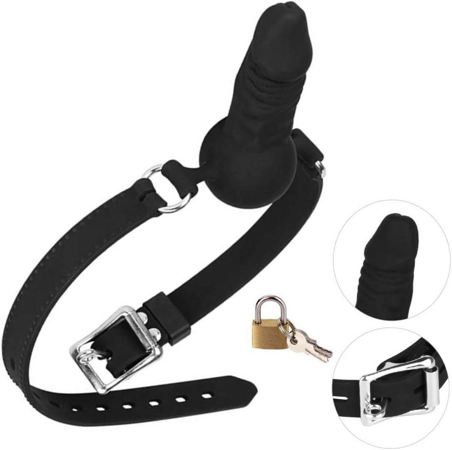 Silikon Ball Gag mit Schloss Einstellbar für Frauen SM Bondage