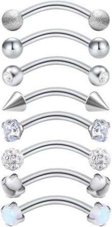 20Stk Augenbrauenpiercings 16G Chirurgenstahl Curved Barbell Kugel