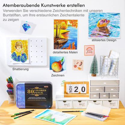 Shuttle Art Buntstifte Set, 80 professionelle