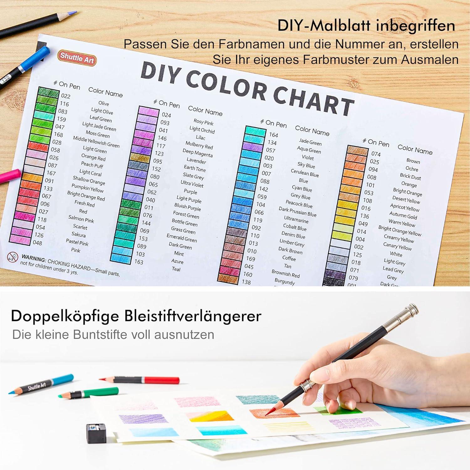 Shuttle Art 80 Buntstifte Set Malbuch Skizzenbuch Spitzer Bleistiftverlängerer Holzstifte