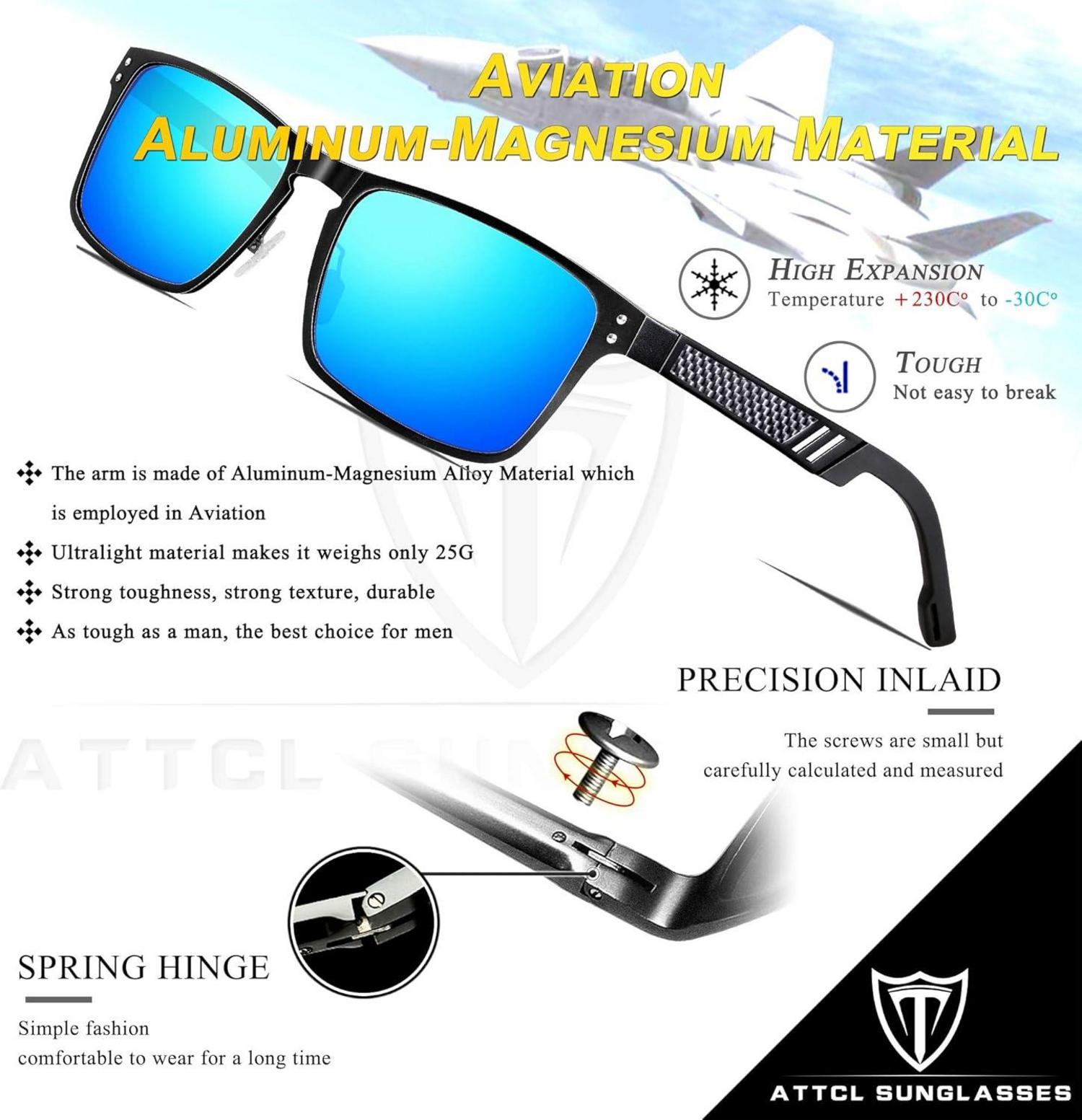 ATTCL Polarisierte Sonnenbrille Herren Al-Mg Metallrahmen Ultra Leicht UV400