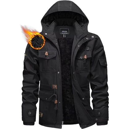 Herren Winterparka Fleecegefüttert mit Taschen & Kapuze