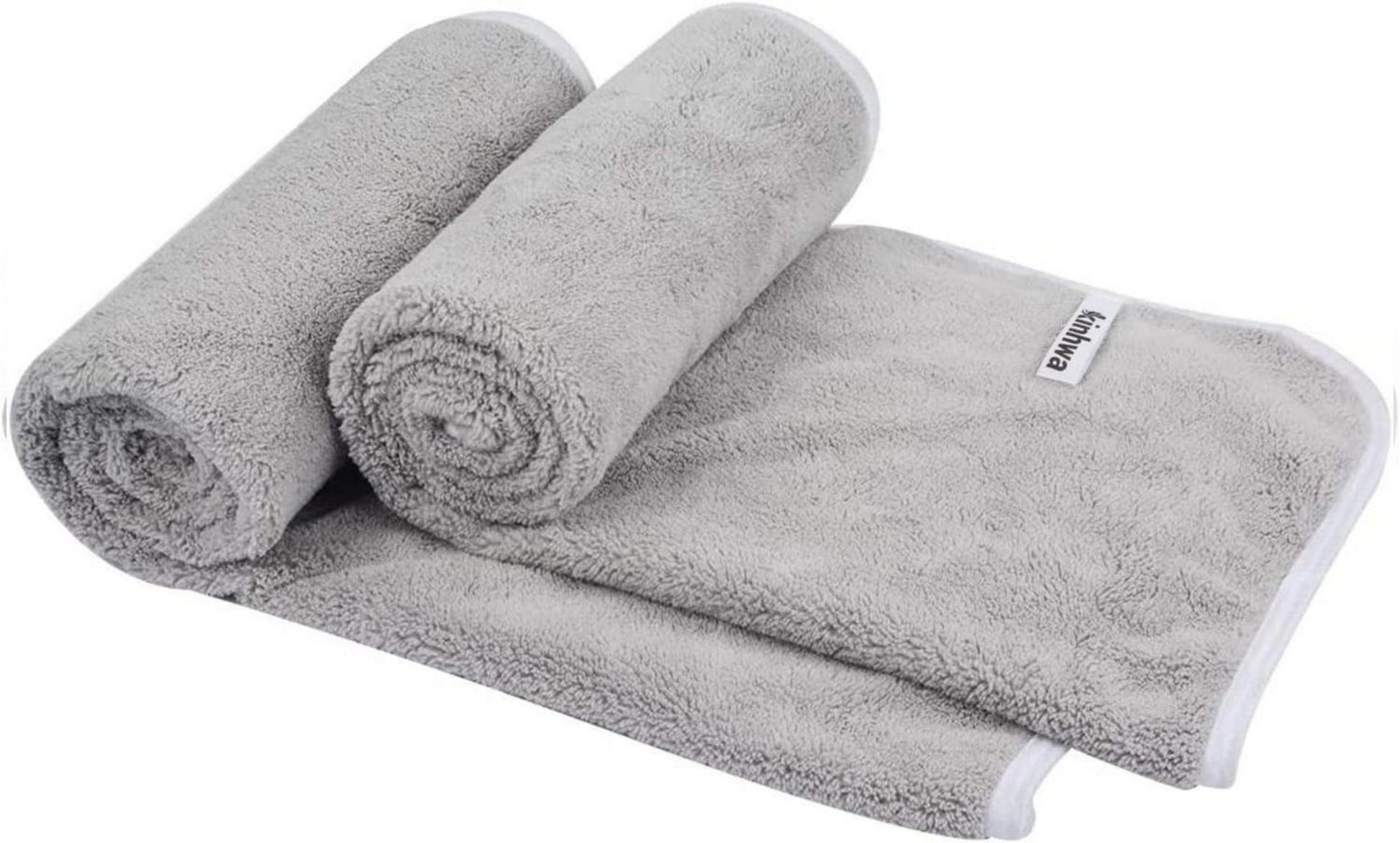 Super saugfähiges Mikrofaser Handtuch 2er Set 40x76cm Hellgrau