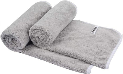 Super saugfähiges Mikrofaser Handtuch 2er Set 40x76cm Hellgrau