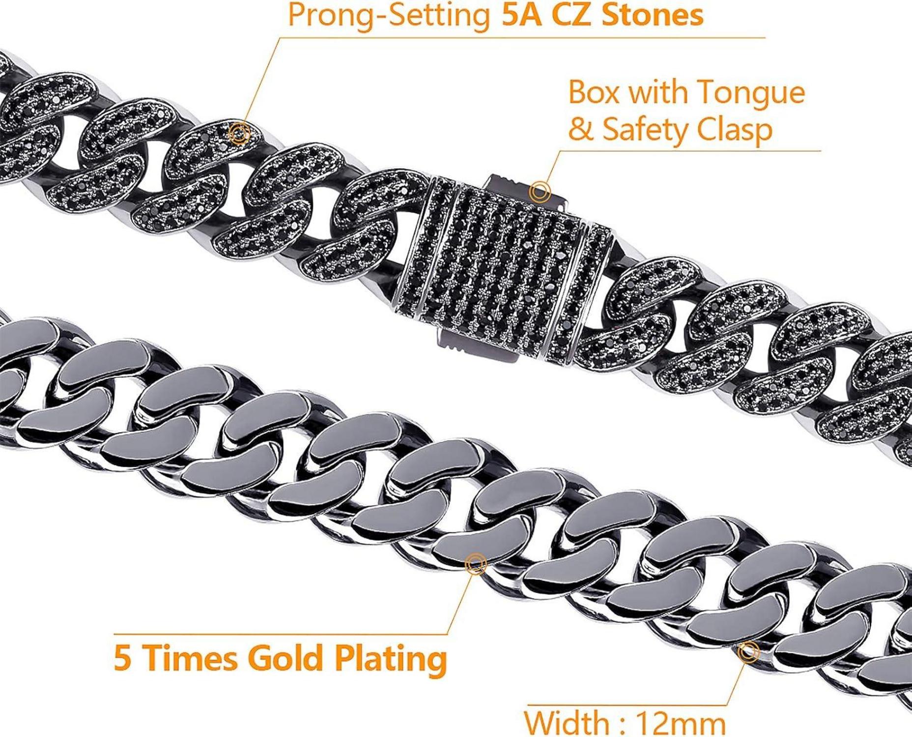Iced Out Cuban Link Panzerkette 12mm Herren Halskette