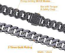 Iced Out Cuban Link Panzerkette 12mm Herren Halskette