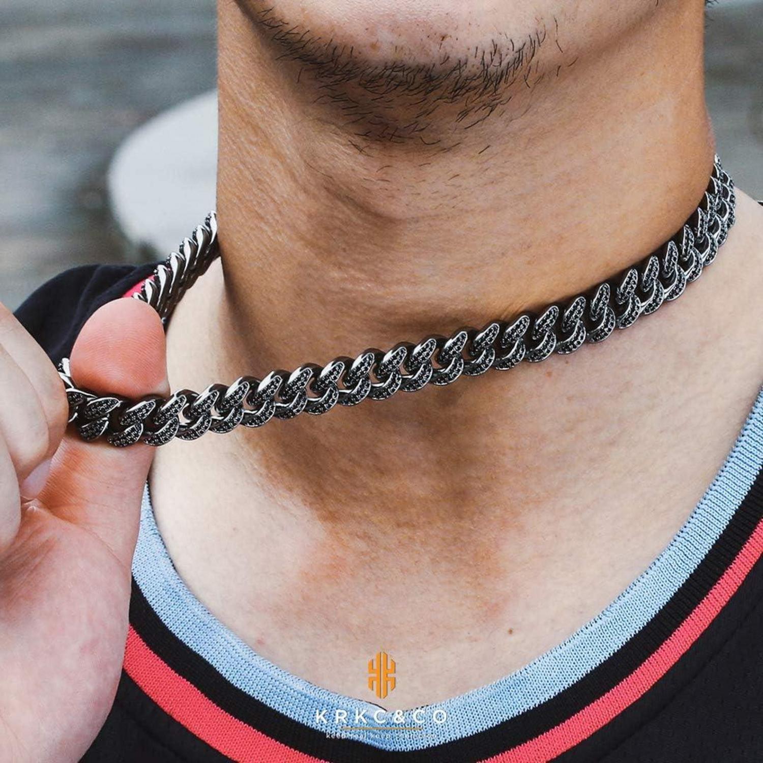 12mm KRKC&CO Cuban Link Panzerkette für Herren - Iced Out Chains