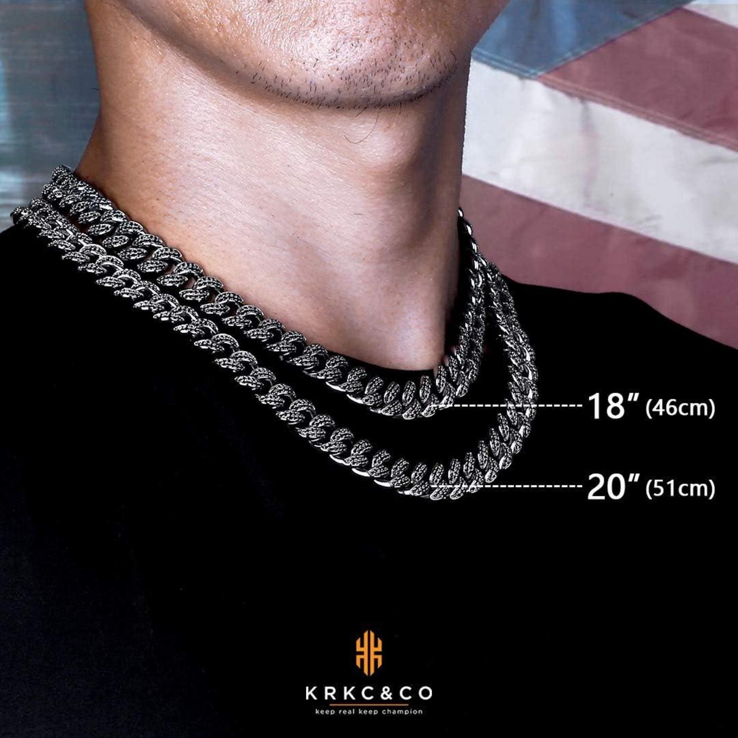 12mm Panzerkette Cuban Link Chain Iced Out Herren Hip Hop Schmuck