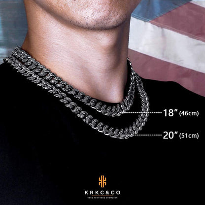 12mm Panzerkette Cuban Link Chain Iced Out Herren Hip Hop Schmuck