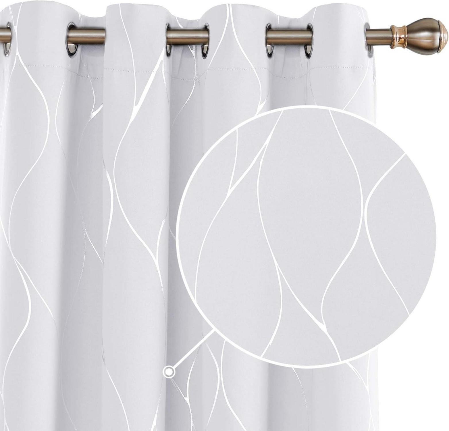 Deconovo Verdunkelungsvorhänge Ösen Thermogardine 140x245 Silber Grau 2er Set