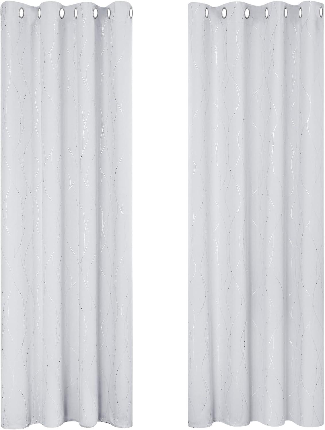 Deconovo Blickdichte Verdunkelungsvorhänge 2er Set 140x245 Silber Grau