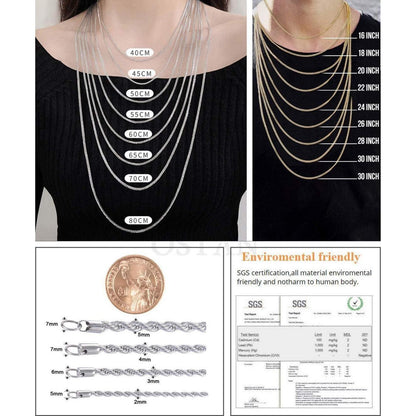 Herren/Damen Halskette Edelstahl Verdrehte Kette Silber