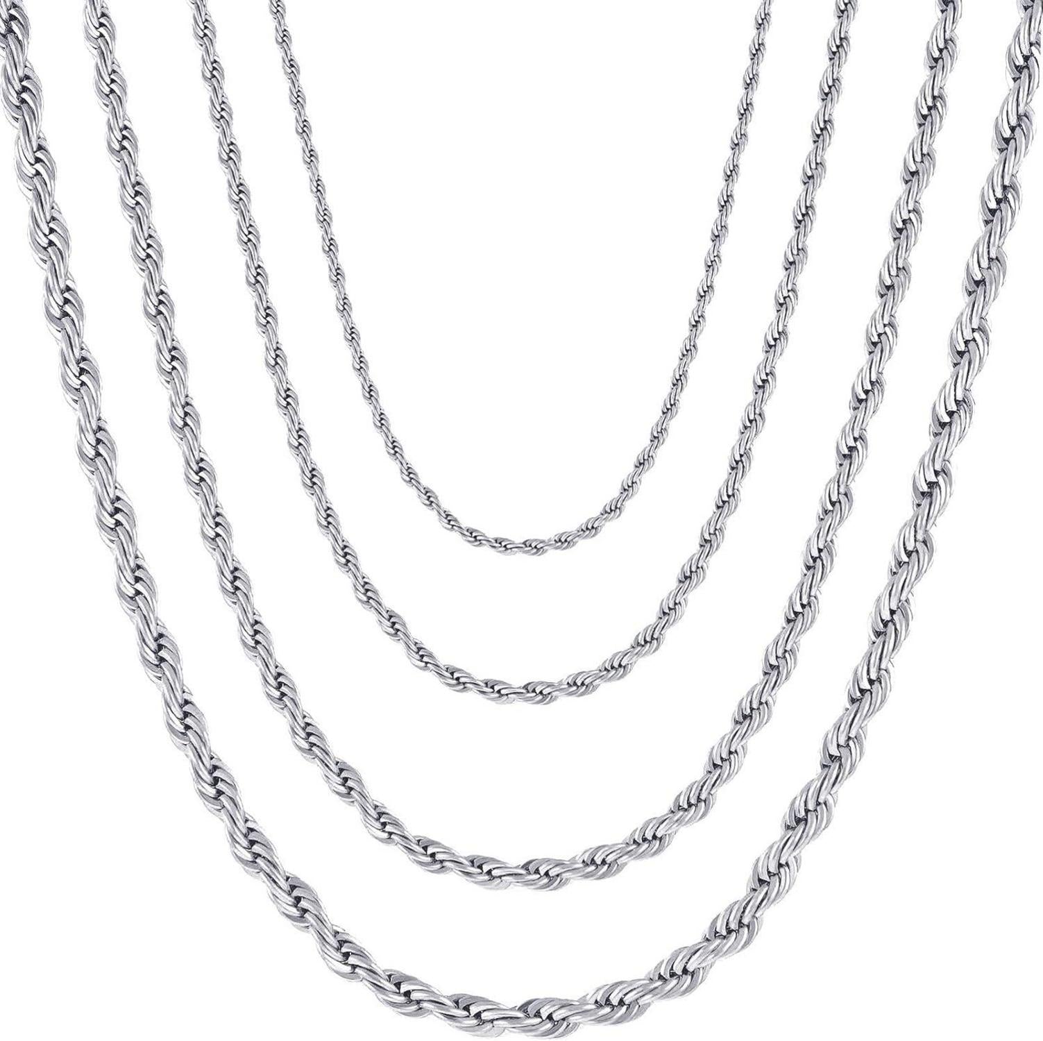 Edelstahl Verdrehte Kette Halskette Silber 45-80 cm 2-5 mm