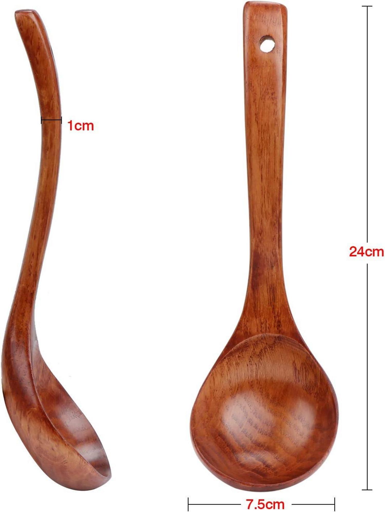 Holz Suppenlöffel mit Hakenend-Design, 24cm, Naturholz