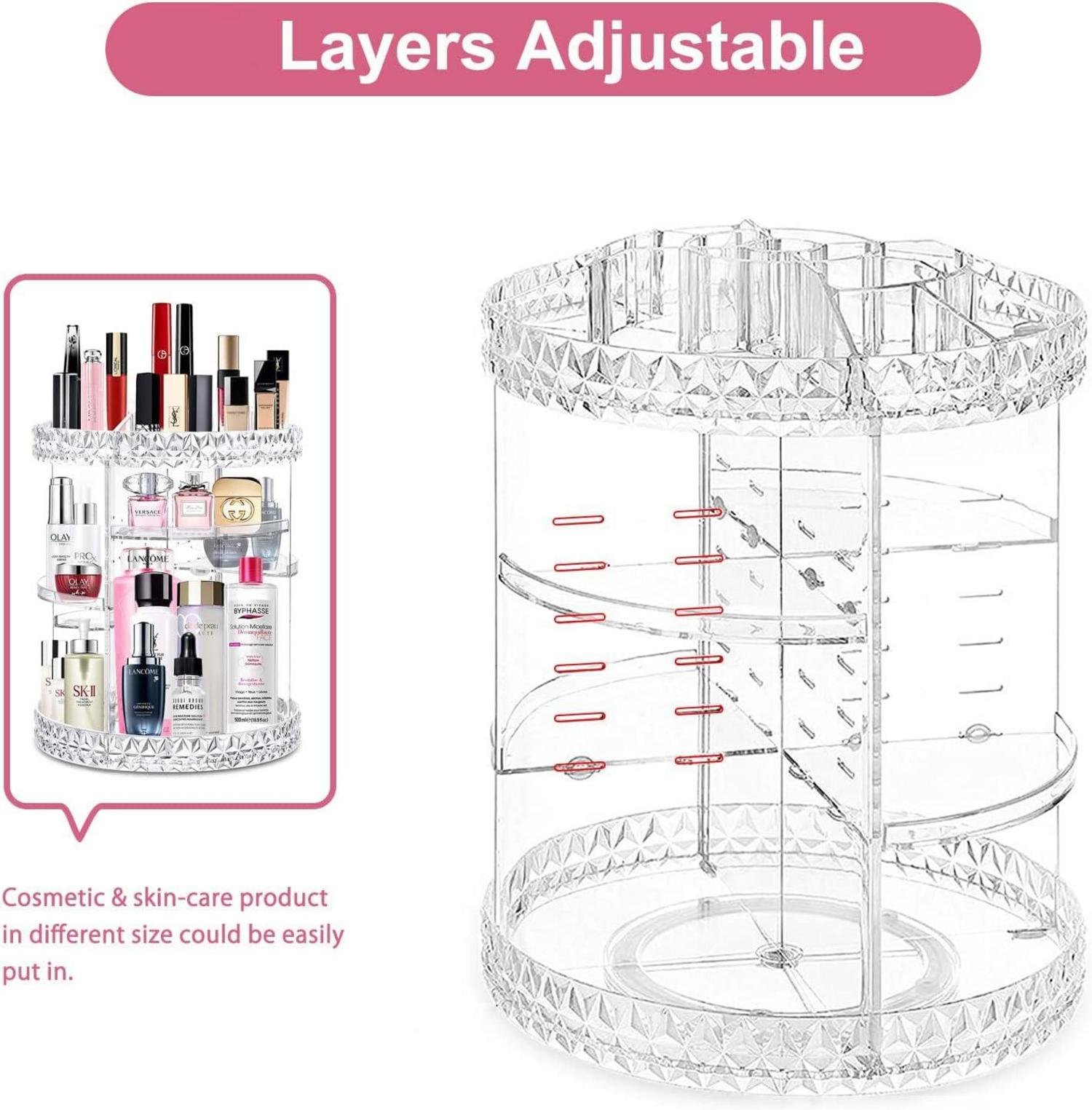 Klarer Acryl Make-up Organizer 360° rotierend L / 13.4in * 9.2in