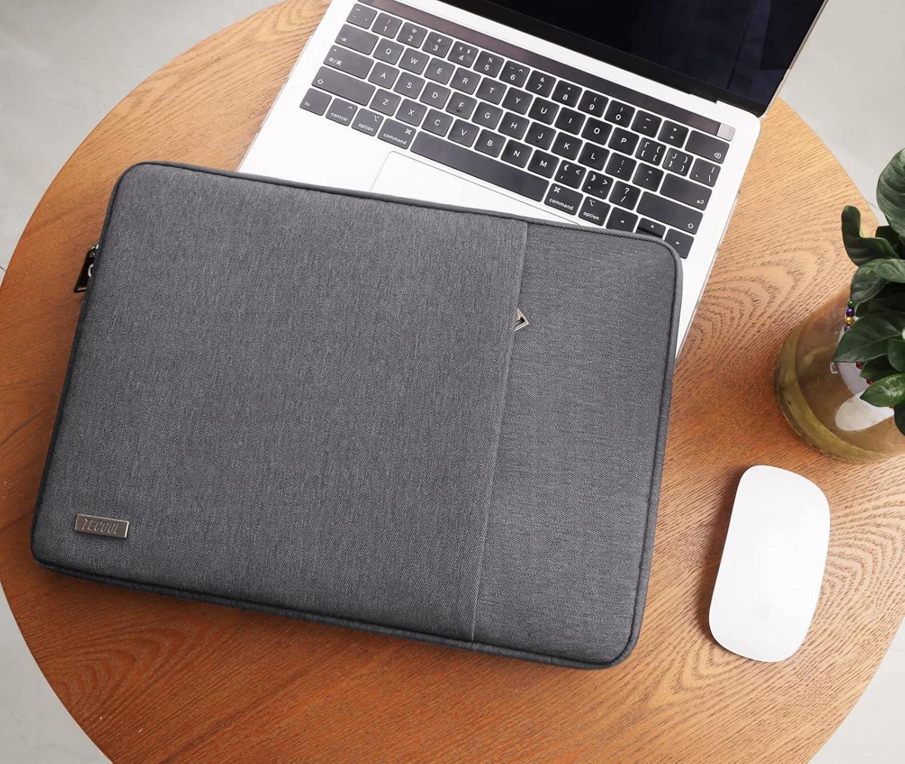 TECOOL Laptoptasche 15,6 Zoll wasserdicht Notebook Hülle Dunkelgrau