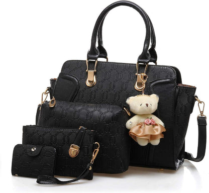 Elegante Damen Handtaschen Set 4-teilig PU Leder Umhängetasche