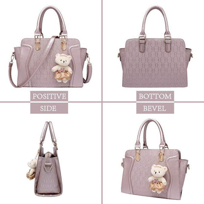 Damen Handtasche Set Mittelgroß Elegant 4-teilig PU Leder