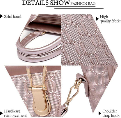 Pahajim Handtasche Damen Mittelgroß Elegant 4-Teilig Set PU Leder Umhängetasche
