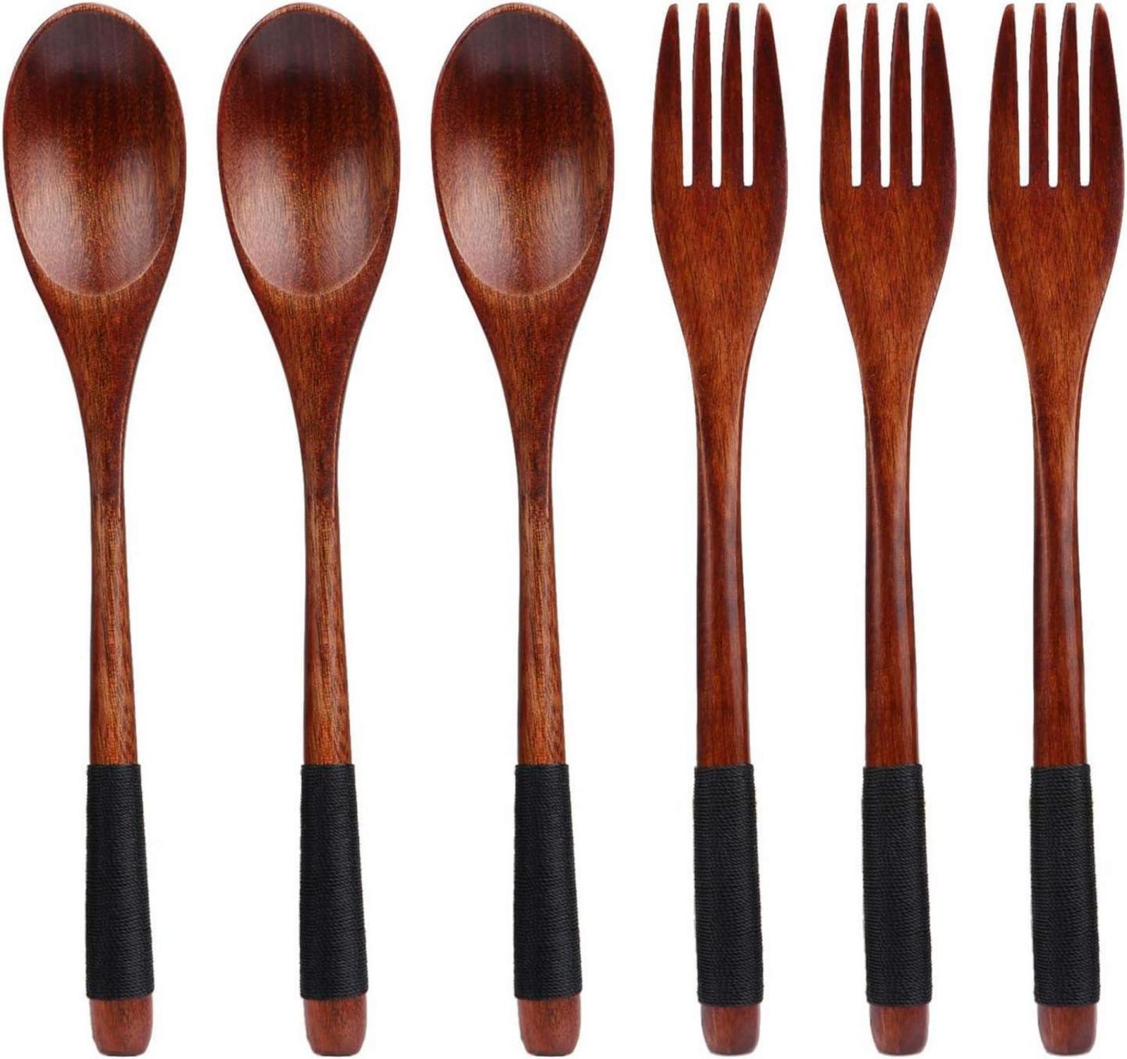 Holz Löffel Gabel Set, Japanisch Stil Besteck für Camping