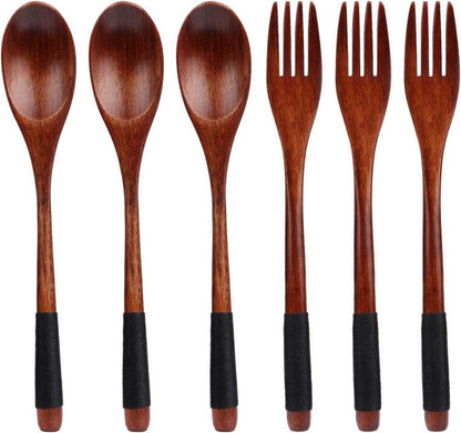 Holz Löffel Gabel Set, Japanisch Stil Besteck für Camping