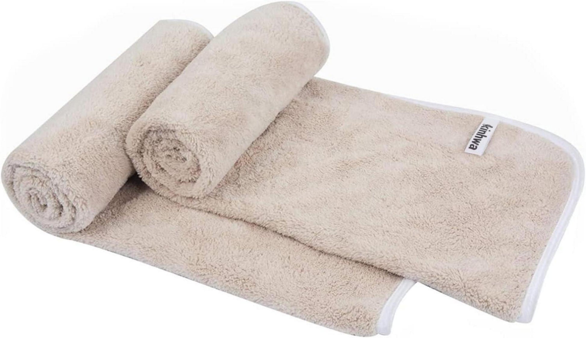 2er Pack Mikrofaser Handtücher 40cm x 76cm Saugstark Hellbraun