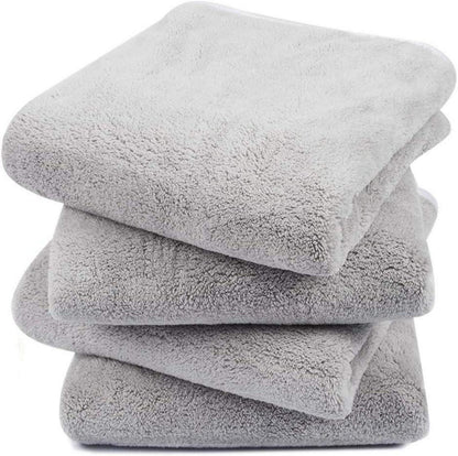 4er Pack Microfaser Handtücher, Stark Saugstark 40x76cm Hellgrau