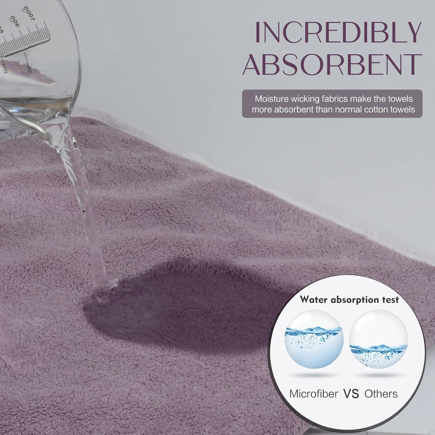 4er Pack Mikrofaser Handtücher Violett 40cm x 76cm