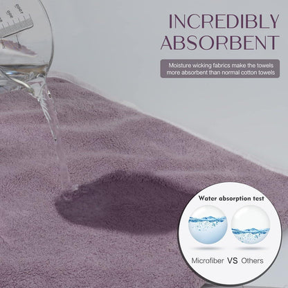 4er Pack Mikrofaser Handtücher Violett 40cm x 76cm