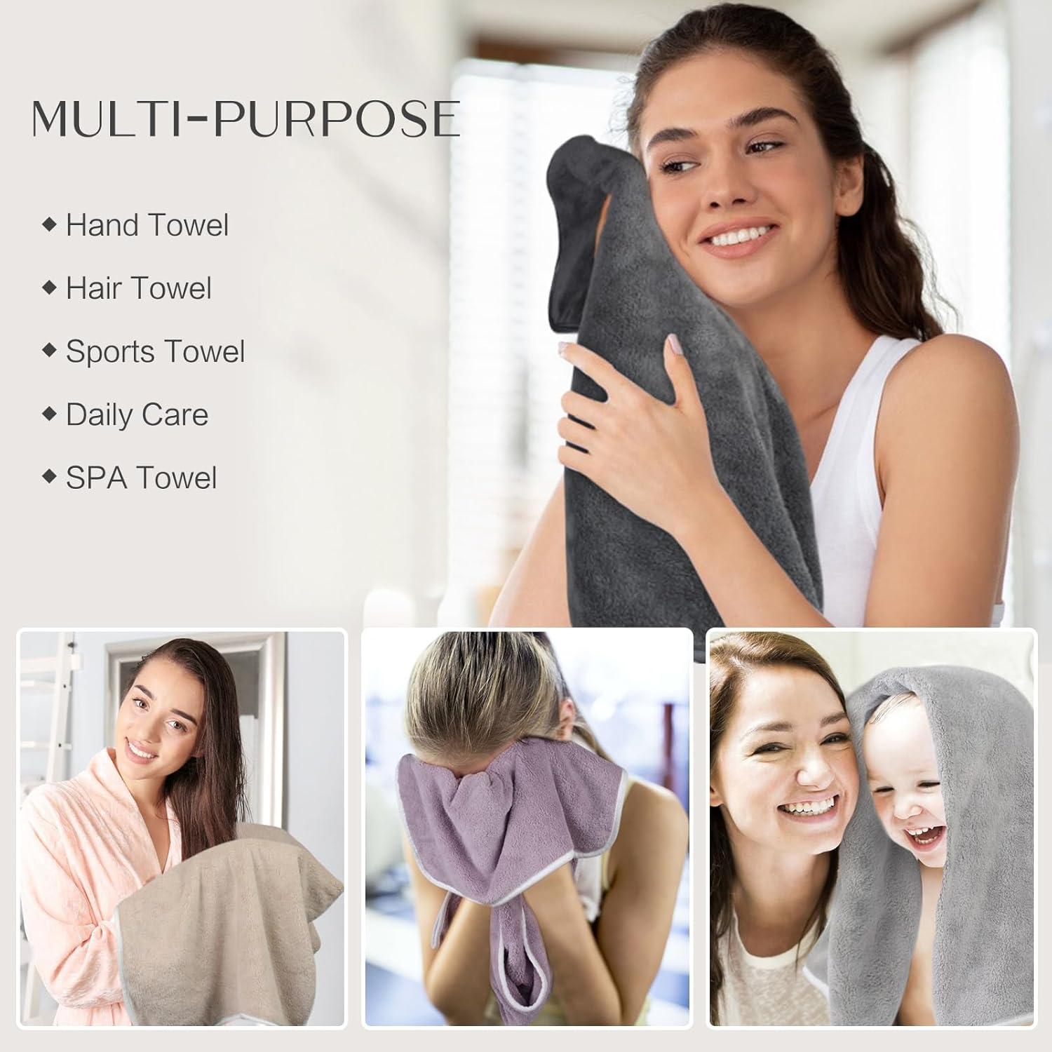 4er Pack Mikrofaser Handtücher Violett Saugstark 40cm x 76cm