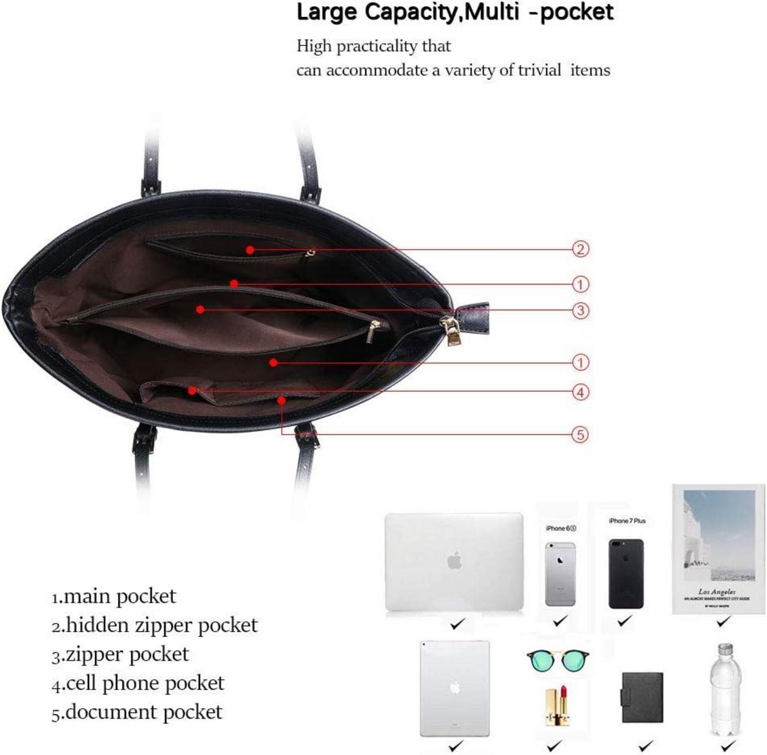 URAQT Damen Handtasche Schwarz Kaninchen Pelz Kugel Plüsch Schlüsselring