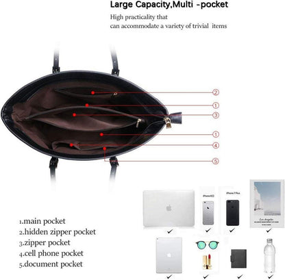 URAQT Damen Handtasche Schwarz Kaninchen Pelz Kugel Plüsch Schlüsselring